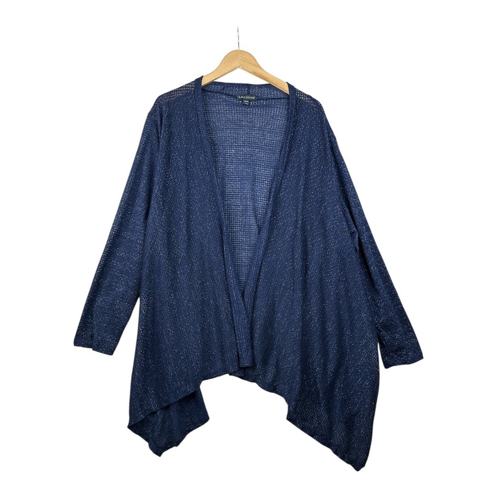 Lane Bryant Open‎ Knit Metallic Long Sleeve Open Cardigan size 26/28 Blue